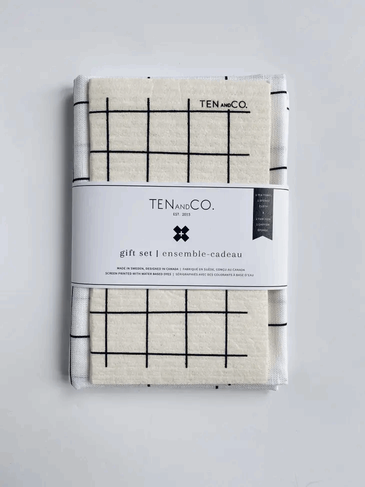 Grid Black on White Gift Set