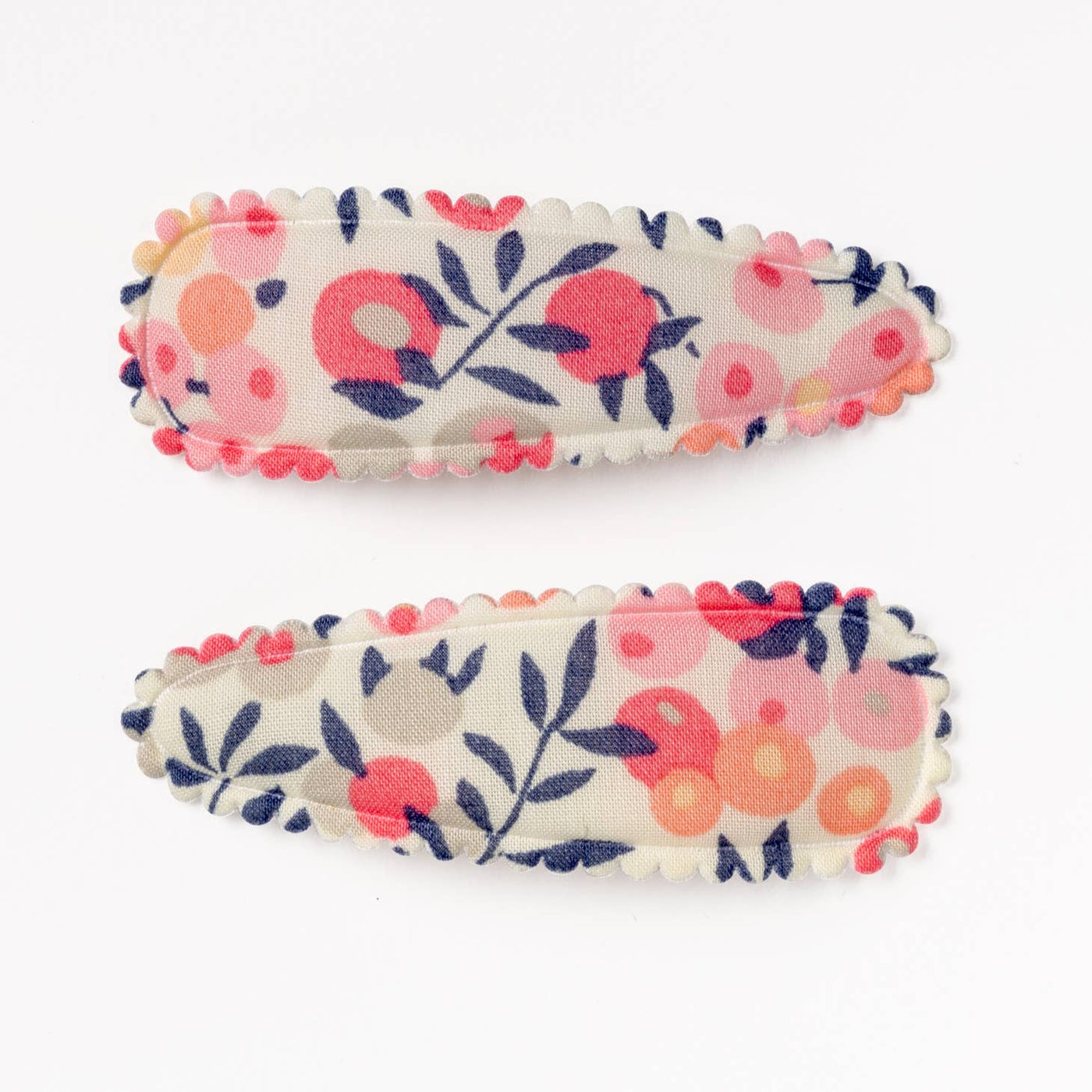 Lizzy Pink & Navy Floral Fabric Hair Clips