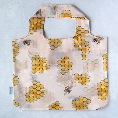 Reusable Shopping Tote Bag (Honeybees + Comb)