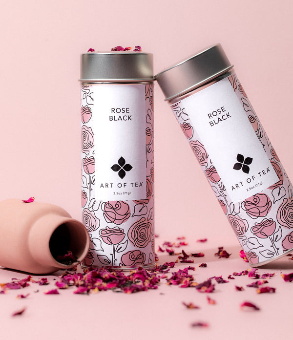 Rose Black Tall Canisters By Art or Tea