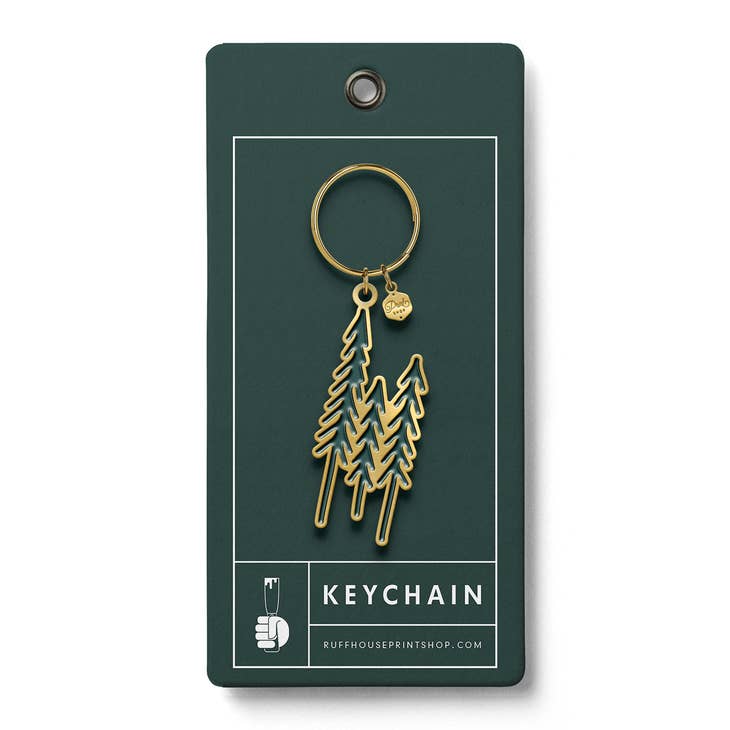 Evergreen Trees Keychain by Ruff House Print Shop