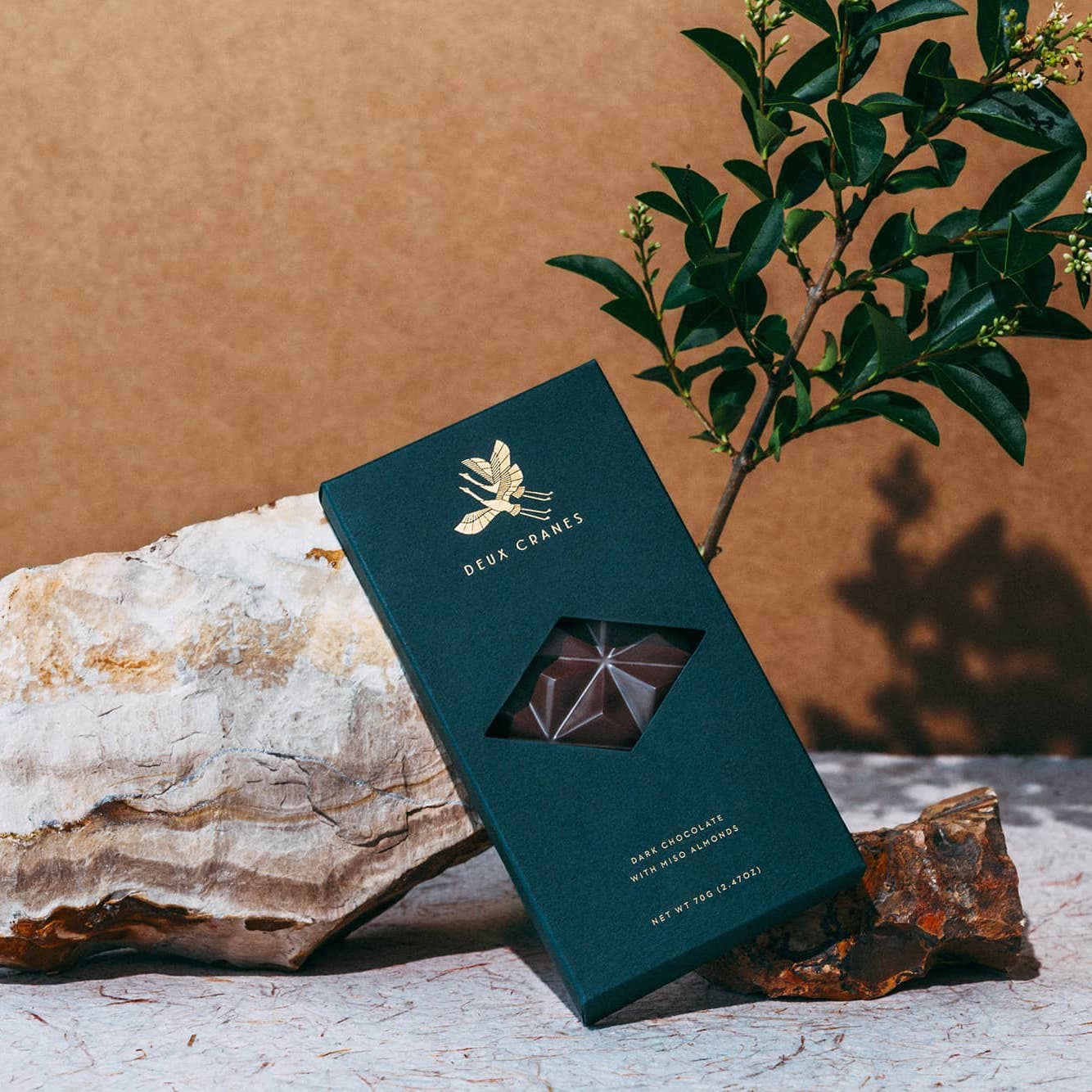 Dark Chocolate with Miso Almonds (Dairy Free) by Deux Cranes