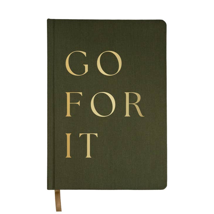 Go For It - Olive and Gold Foil Fabric Journal by Sweet Water Décor