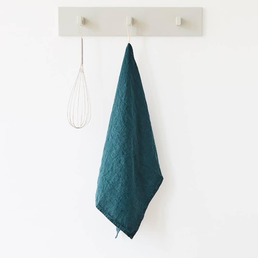 Deep Water Linen Kitchen Towel by Linen Tales