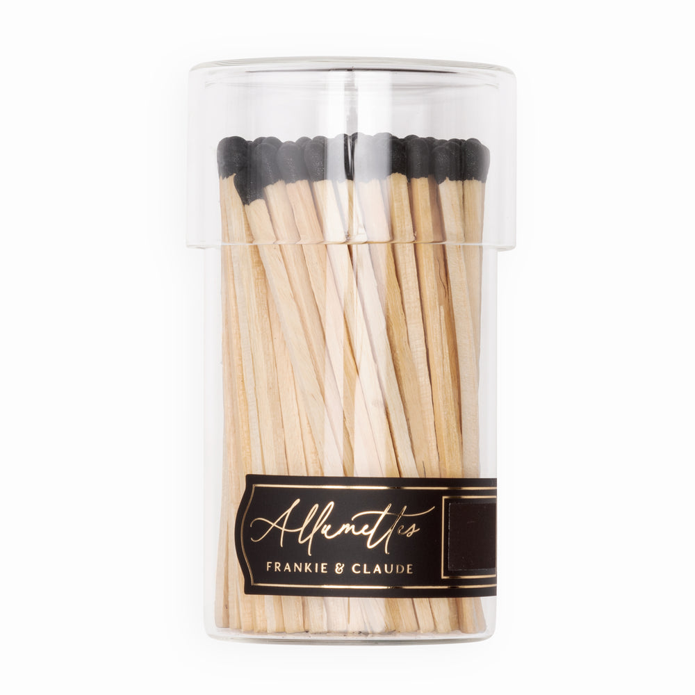 Glass Allumette Match Jar: Black Matches By Frankie and Claude