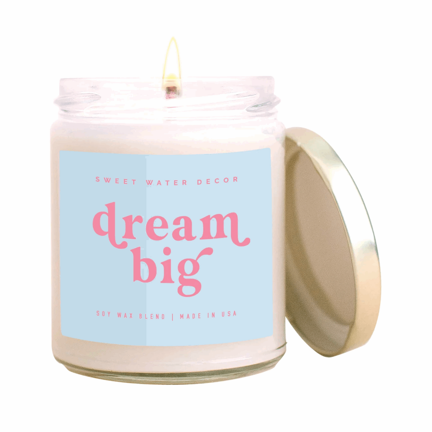 Dream Big Soy Candle - Clear Jar - Blue and Pink