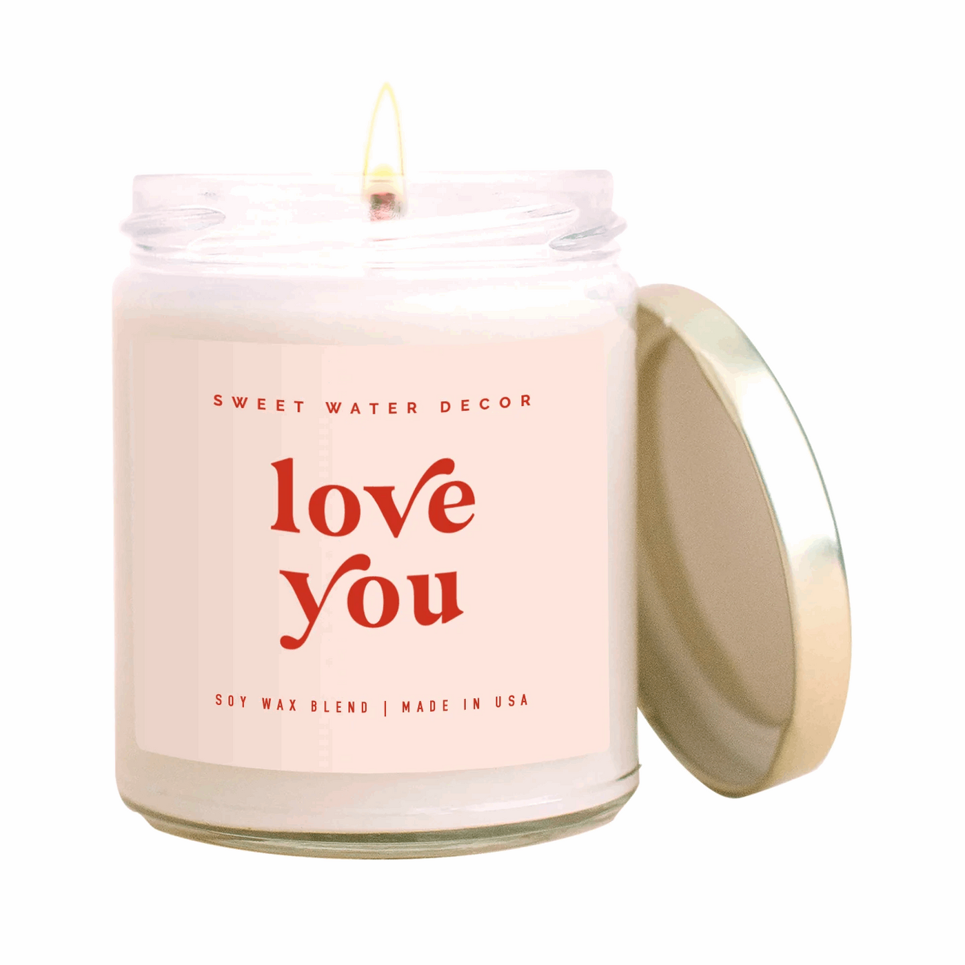 Love You Soy Candle - Clear Jar - Pink and Red