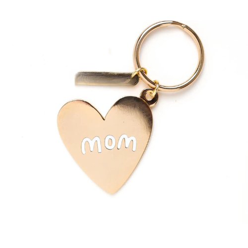 Mom Gold Heart Enamel Keychain – Thoughtful Gift for Mom, Mother’s Day Keychain, Gold Heart Accessory