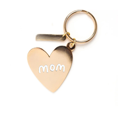Enamel Keychain, Mom Gold Heart
