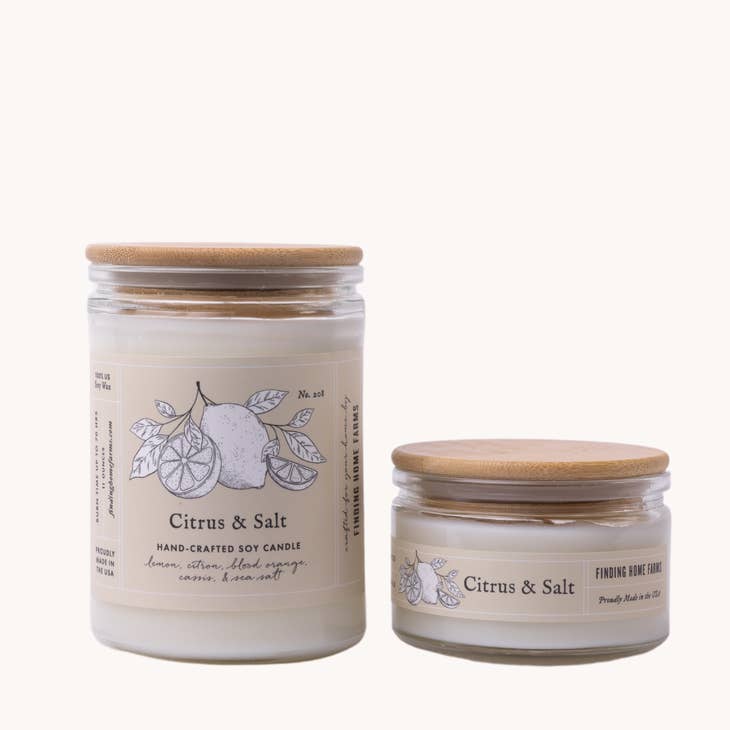 Small Soy Candle, Citrus & Salt  By Finding Home Farms