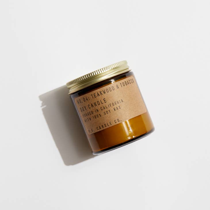 Teakwood & Tobacco Mini Travel Candle by P.F. Candle Co.