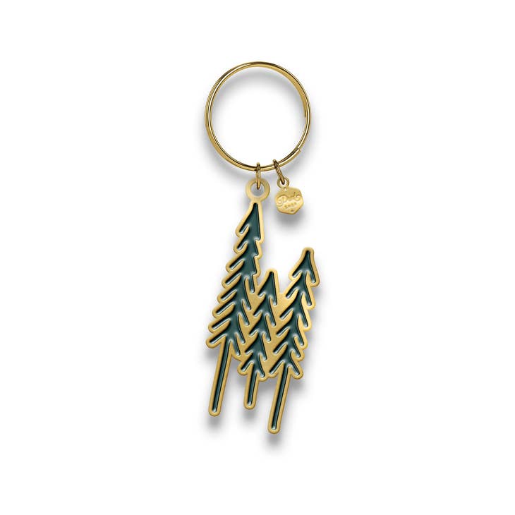Evergreen Trees Keychain by Ruff House Print Shop