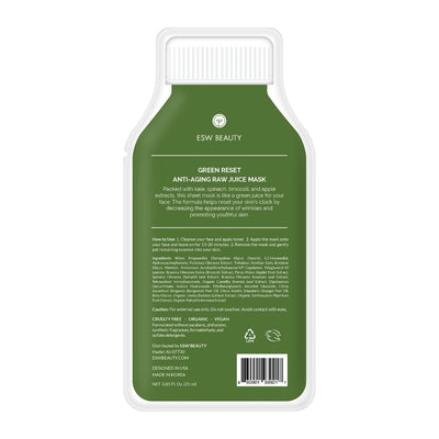 Green Reset Anti-Aging Raw Juice Sheet Mask by ESW Beauty