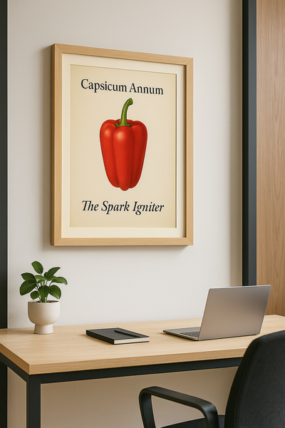 Pepper – The Spark Igniter | Vintage Botanical Wall Art Print | Kitchen & Office Inspiration | Olive Digital Prints