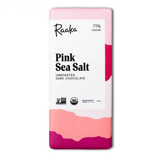 Pink Sea Salt Dark Chocolate Bar from Raaka Chocolate