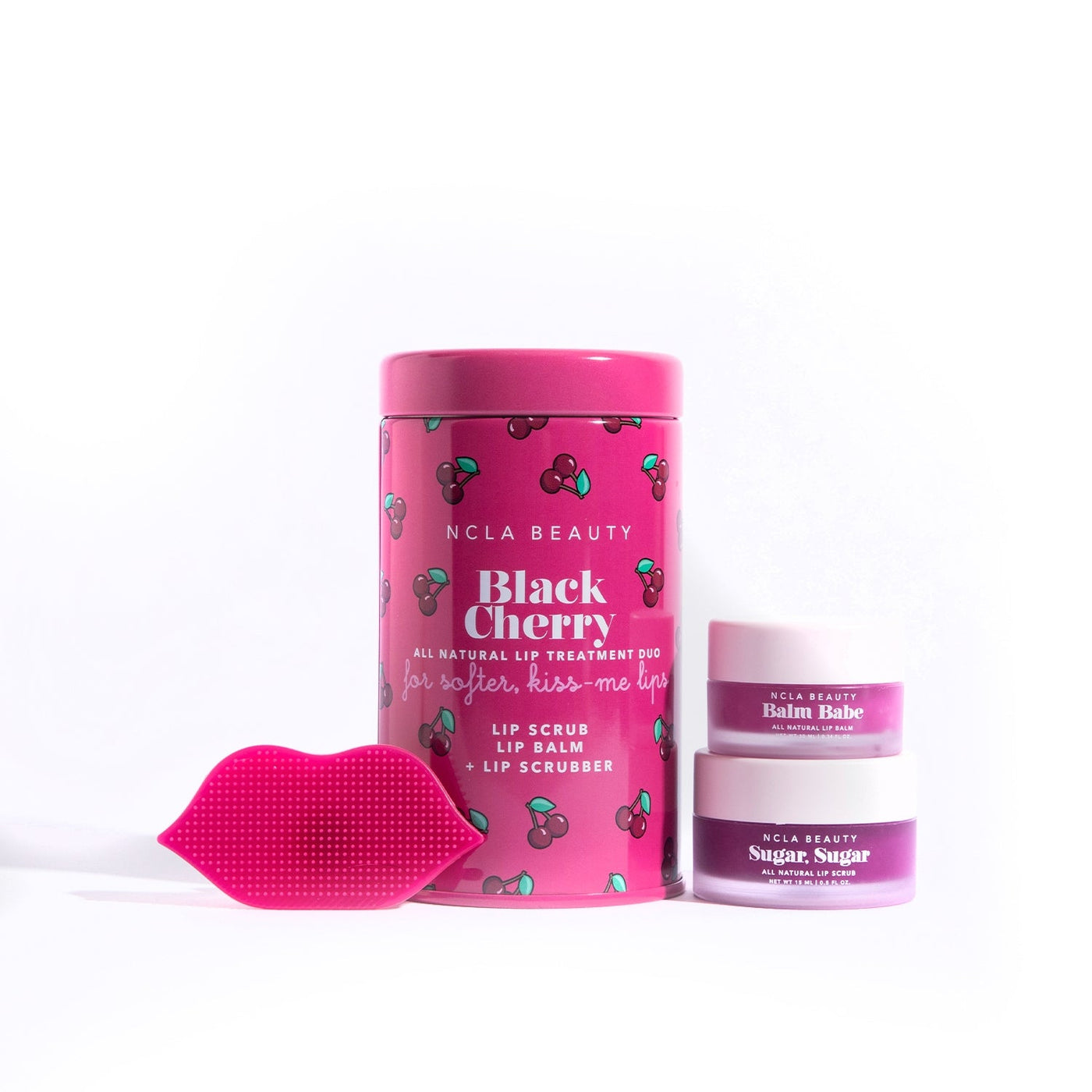 Black Cherry Lip Care Set + Lip Scrubber By NCLA BEAUTY