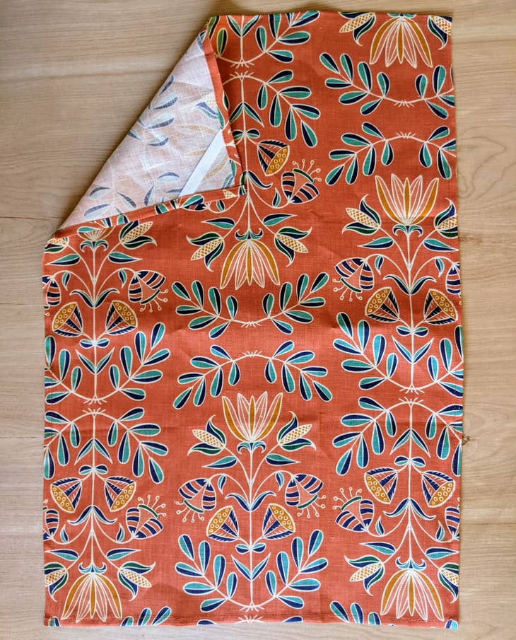 Melon Floral Tea Towel by Jen Fox Studio