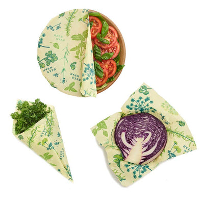 3 Pack-Plant Based- Herb Garden Print- by Bee's Wrap