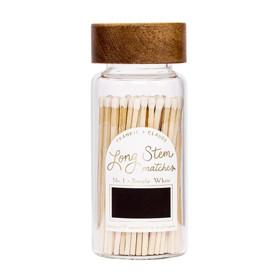 White Long Stem Match Jar By FRANKIE & CLAUDE