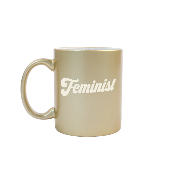 Feminist Gold Sand Carved Metallic Mugs