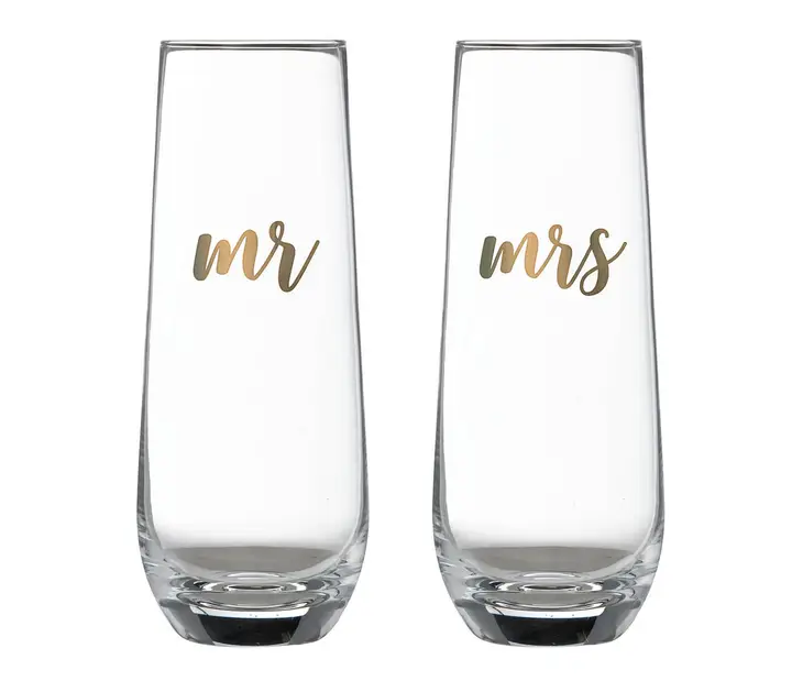 Mr & Mrs Champagne Glass Set by Lillian Rose