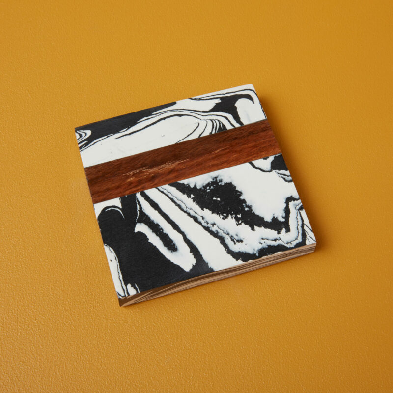 Zebra Marble & Wood Coaster (1)