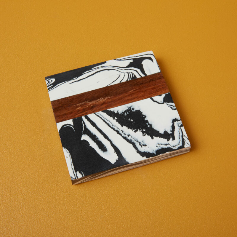 Zebra Marble & Wood Coaster