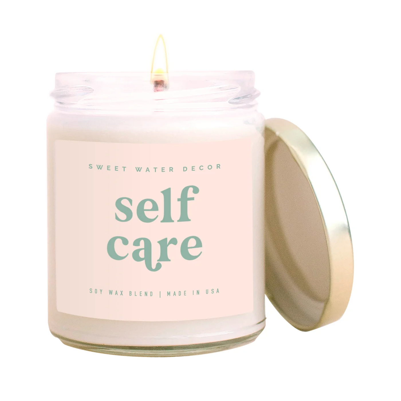 Self Care Soy Candle - Clear Jar - Pink and Mint