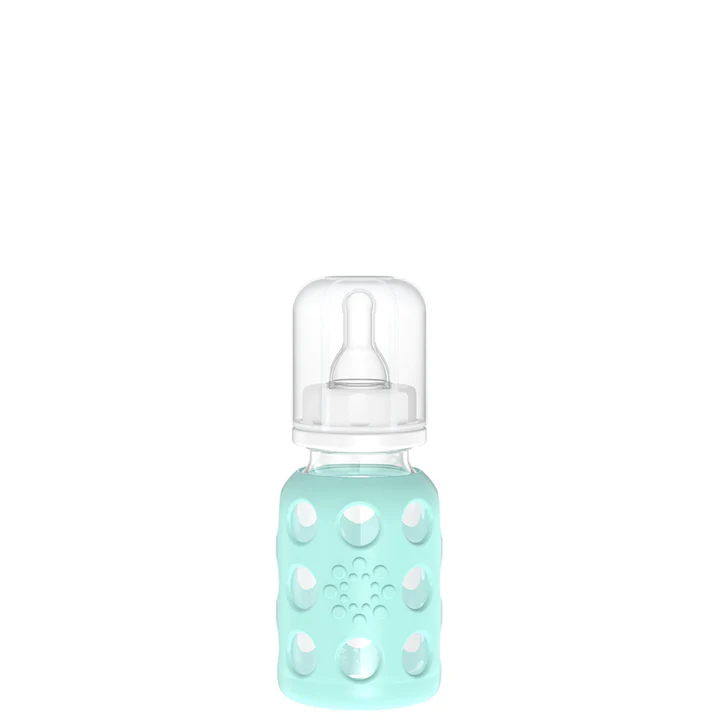 Glass Baby Bottle w/Stage 1 Nipple, Stopper, and Cap  Mint