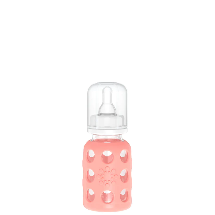 Glass Baby Bottle w/Stage 1 Nipple, Stopper, and Cap  Cantaloupe