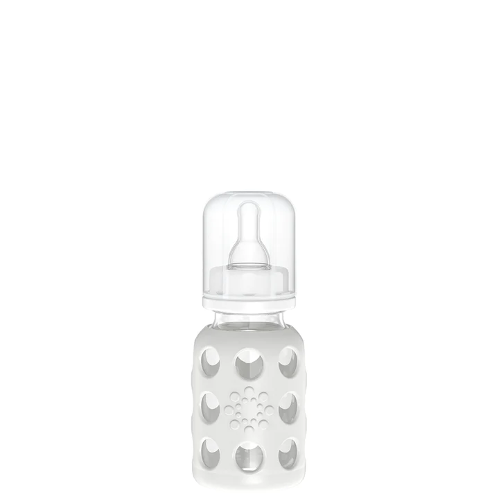 Glass Baby Bottle w/Stage 1 Nipple, Stopper, and Cap  Stone Grey