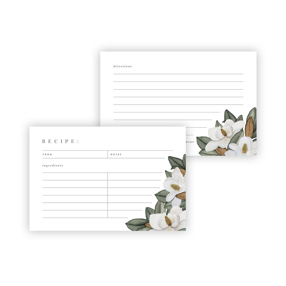 White Magnolia Recipe Cards by Pip & Cricket