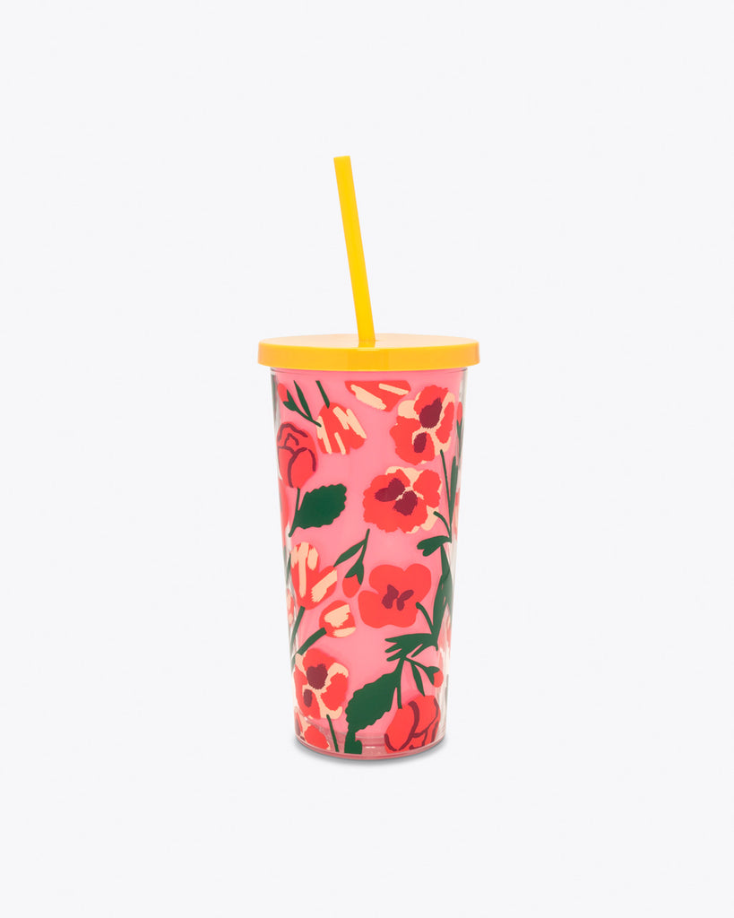 SIP SIP TUMBLER WITH STRAW - LAS FLORES By Ban.do