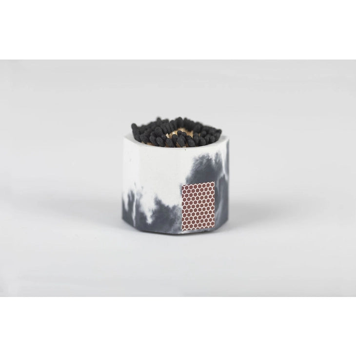 Black & White Match Holder w/ Striker and Black Matches