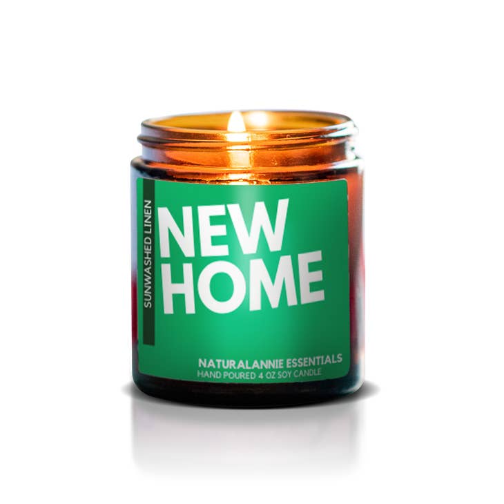 Sun-washed Linen "NEW HOME" Soy Candle by NaturalAnnie Essentials