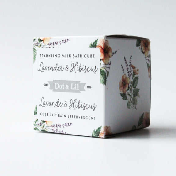 Lavender & Hibiscus Sparkling Milk Bath Cube By DOT & LIL