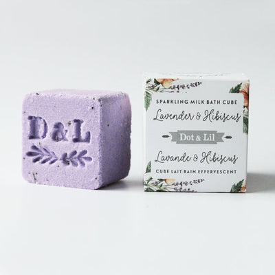 Lavender & Hibiscus Sparkling Milk Bath Cube By DOT & LIL